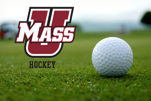 Golf ball with UMass logo