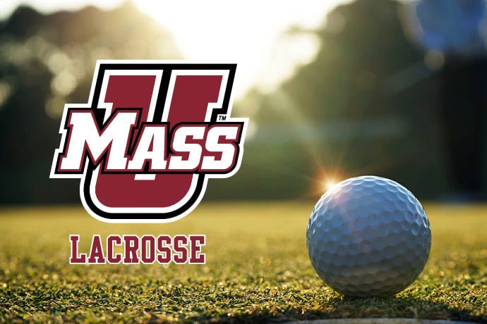golf ball with UMass Lax logo