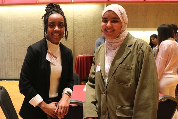 Two people at networking event